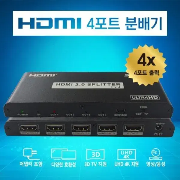 모니터분배기/1:4/HDMI/오디오지원 + 엔코더 + 디코더